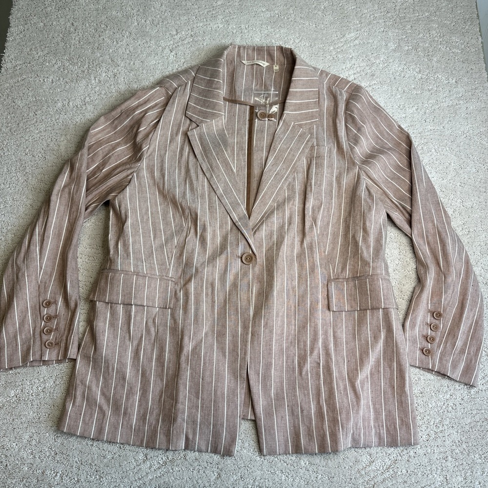 Women's NEW Soft Surroundings XL Linen One Button Blazer Cardigan